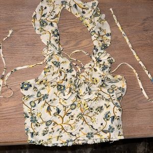 Kendal & Kylie Ruffle Crop Halter top